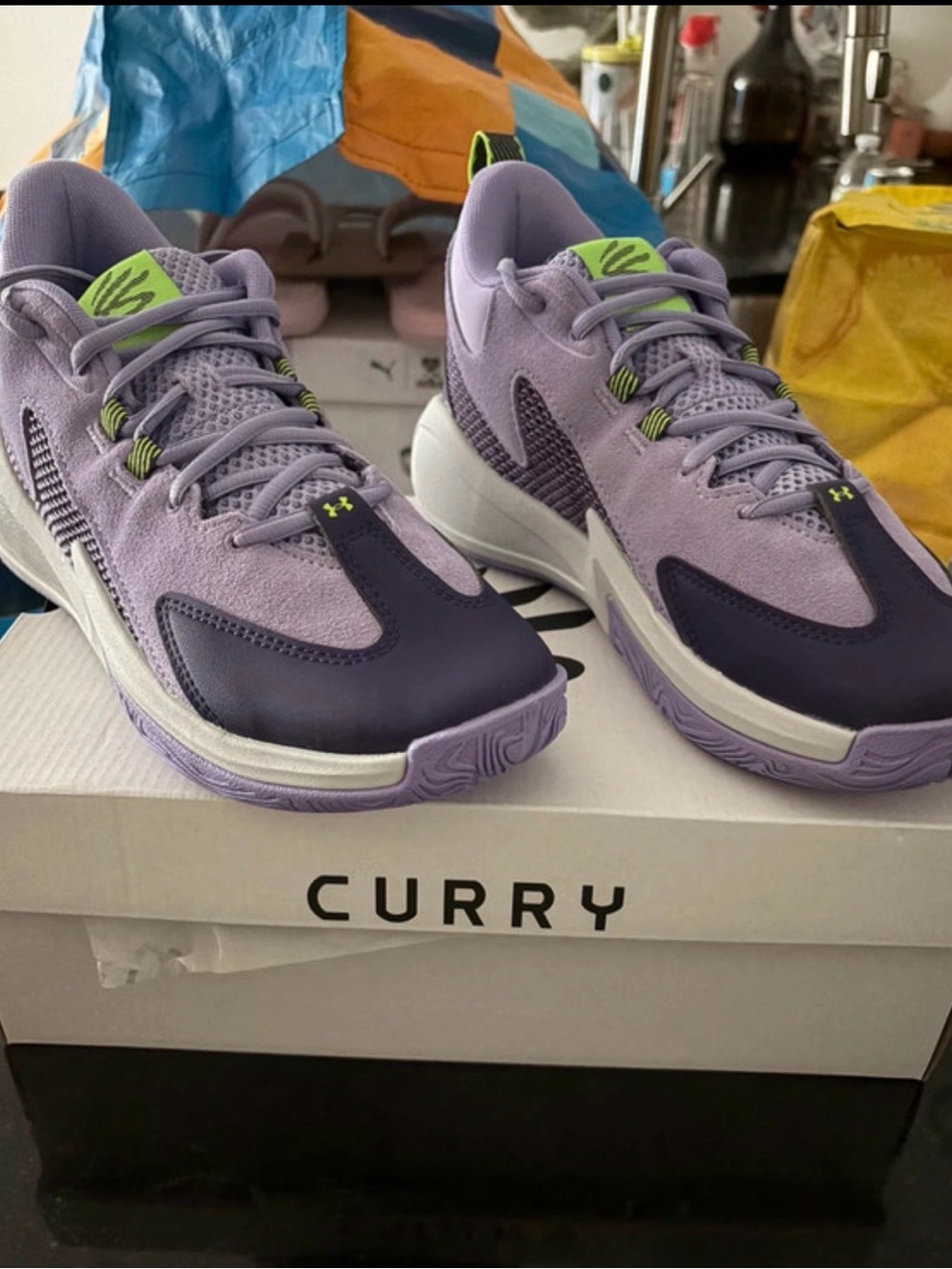 Under Armour Curry Kids/Womans Lavender Athletic Sneakers